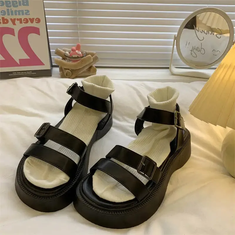 2024 Summer Causal Ladies Flat shoes woman Flat Platform Sandals Women Open Toe Gladiator wedges Women Shoes sandals