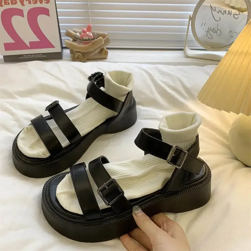 2024 Summer Causal Ladies Flat shoes woman Flat Platform Sandals Women Open Toe Gladiator wedges Women Shoes sandals
