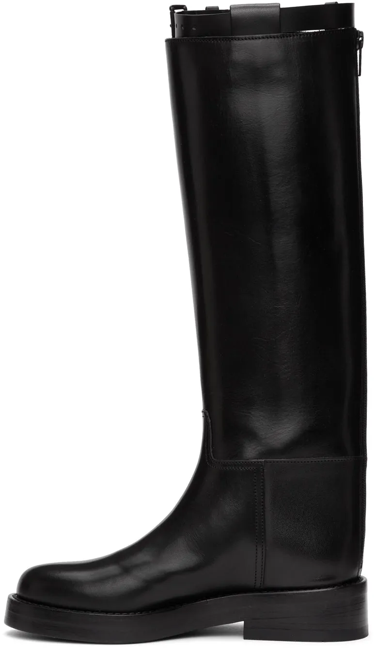 Ann Demeulemeester Black Buckle Riding Boots