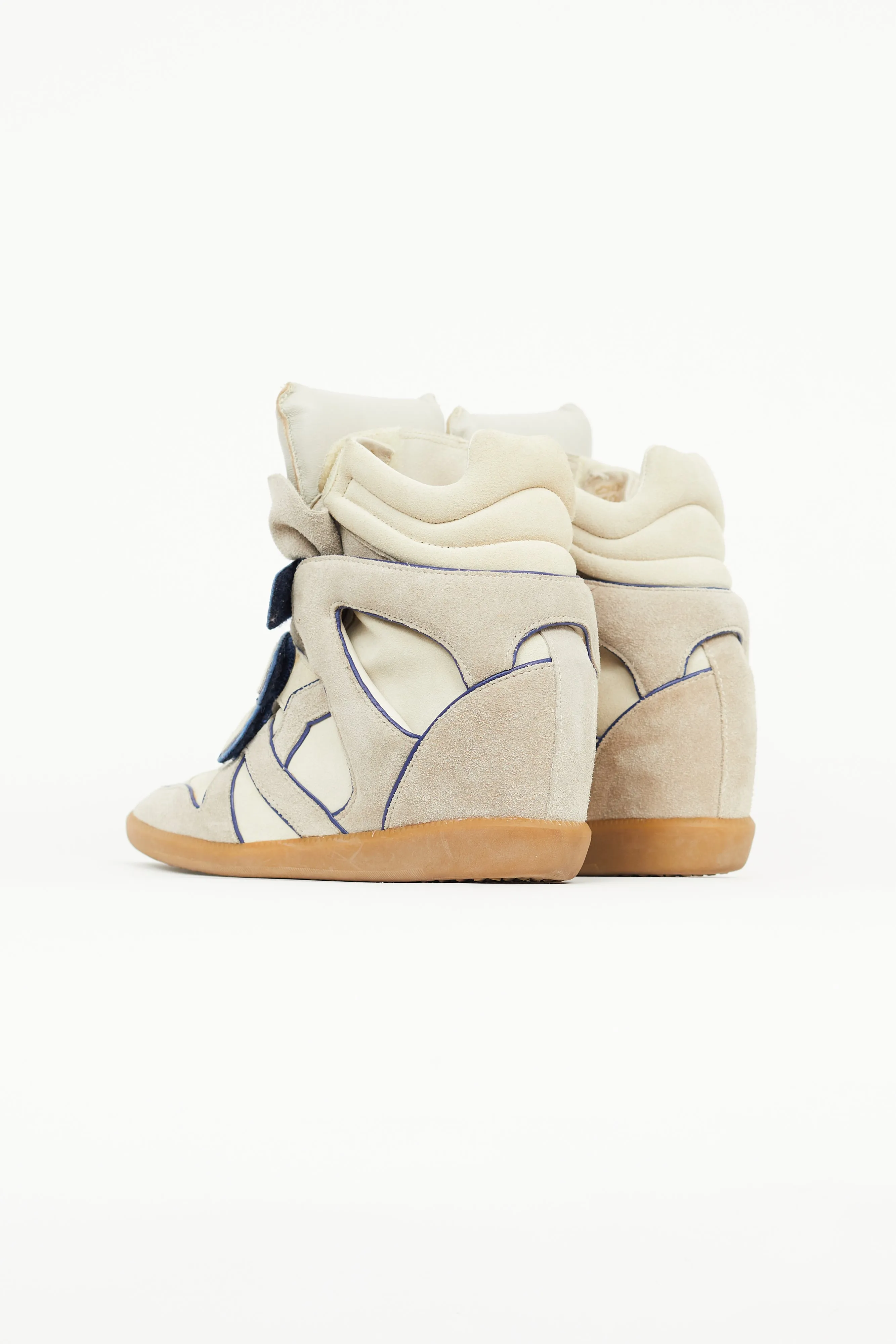 Beige & Blue Suede Wila Sneaker Wedge