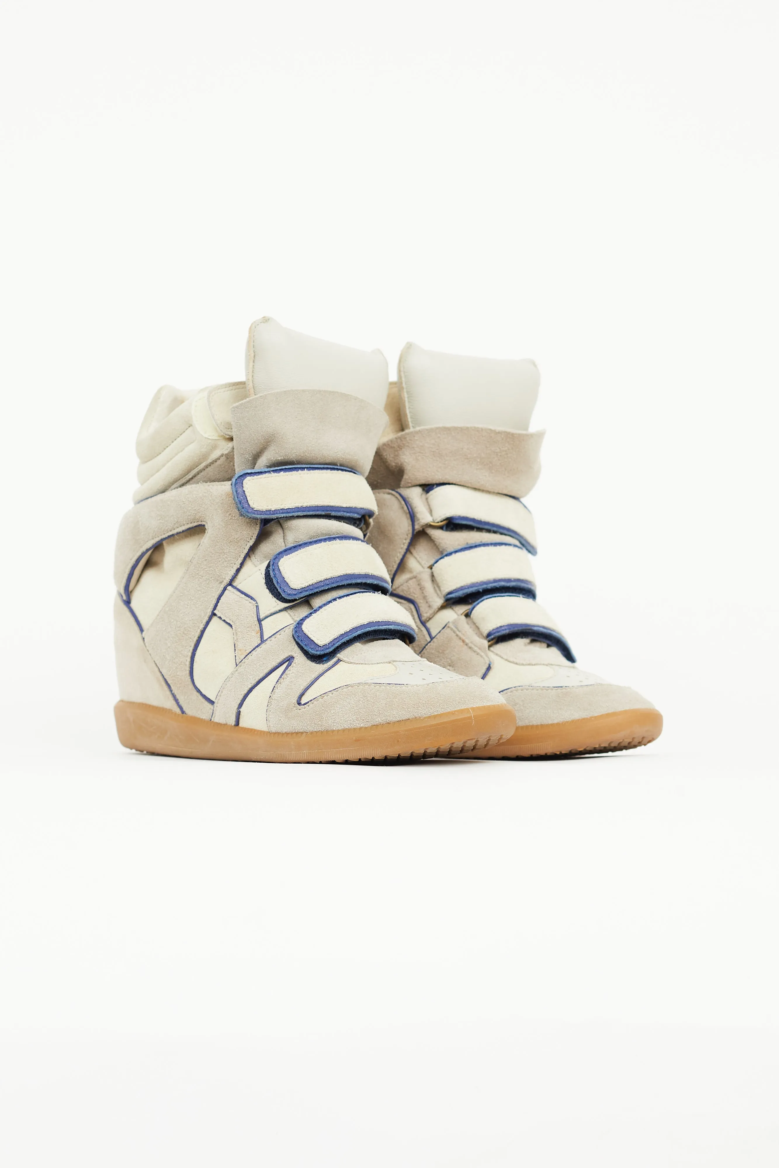 Beige & Blue Suede Wila Sneaker Wedge