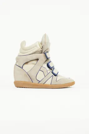 Beige & Blue Suede Wila Sneaker Wedge