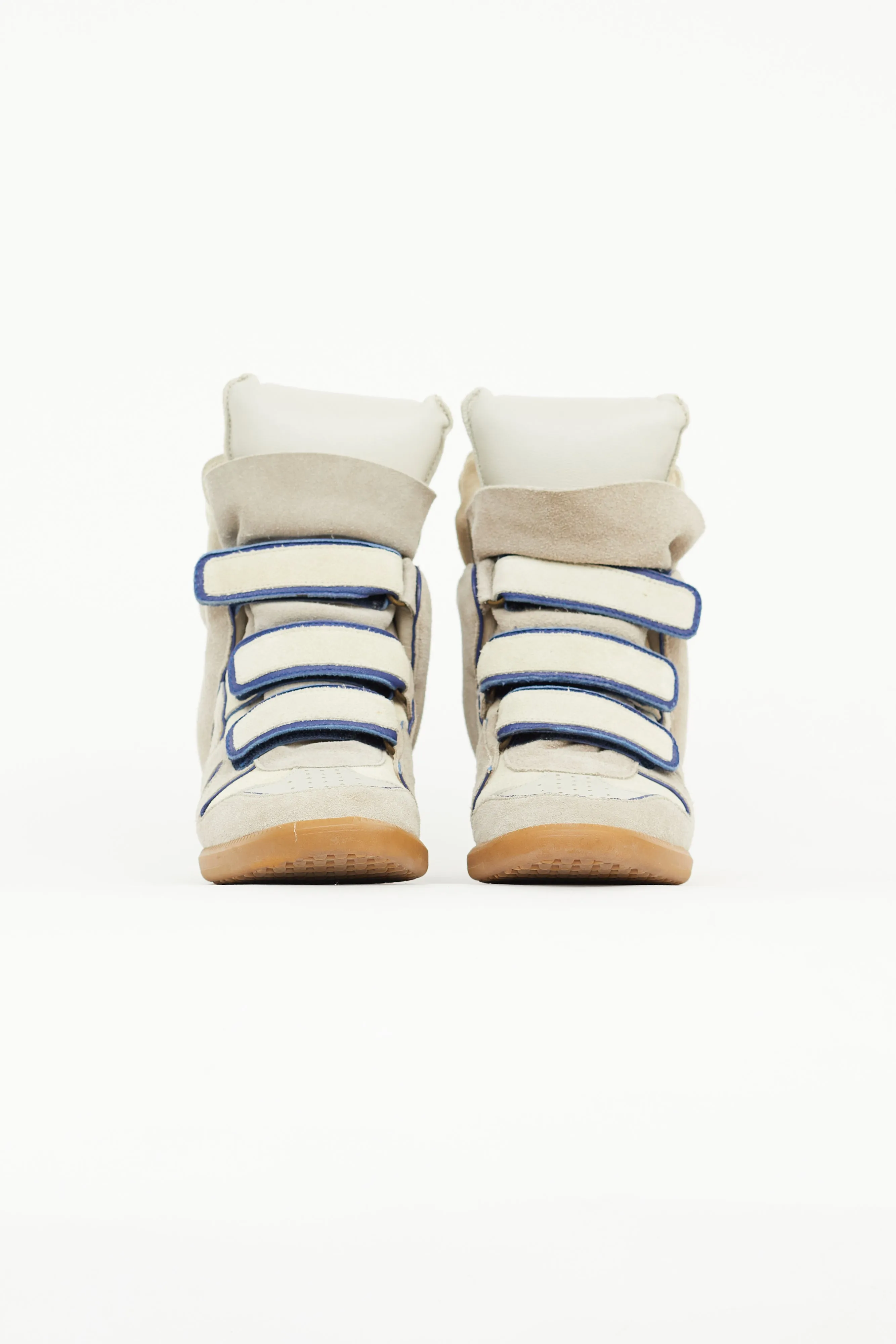 Beige & Blue Suede Wila Sneaker Wedge