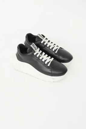 Black & White Leather Platform Sneaker