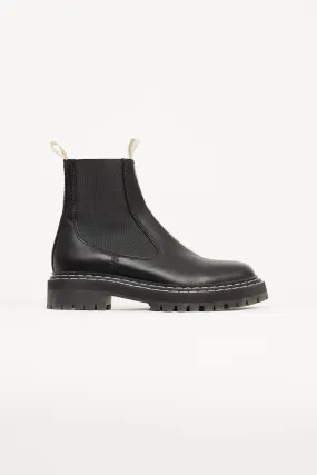 Black Leather Contrast Stich Chelsea Boot