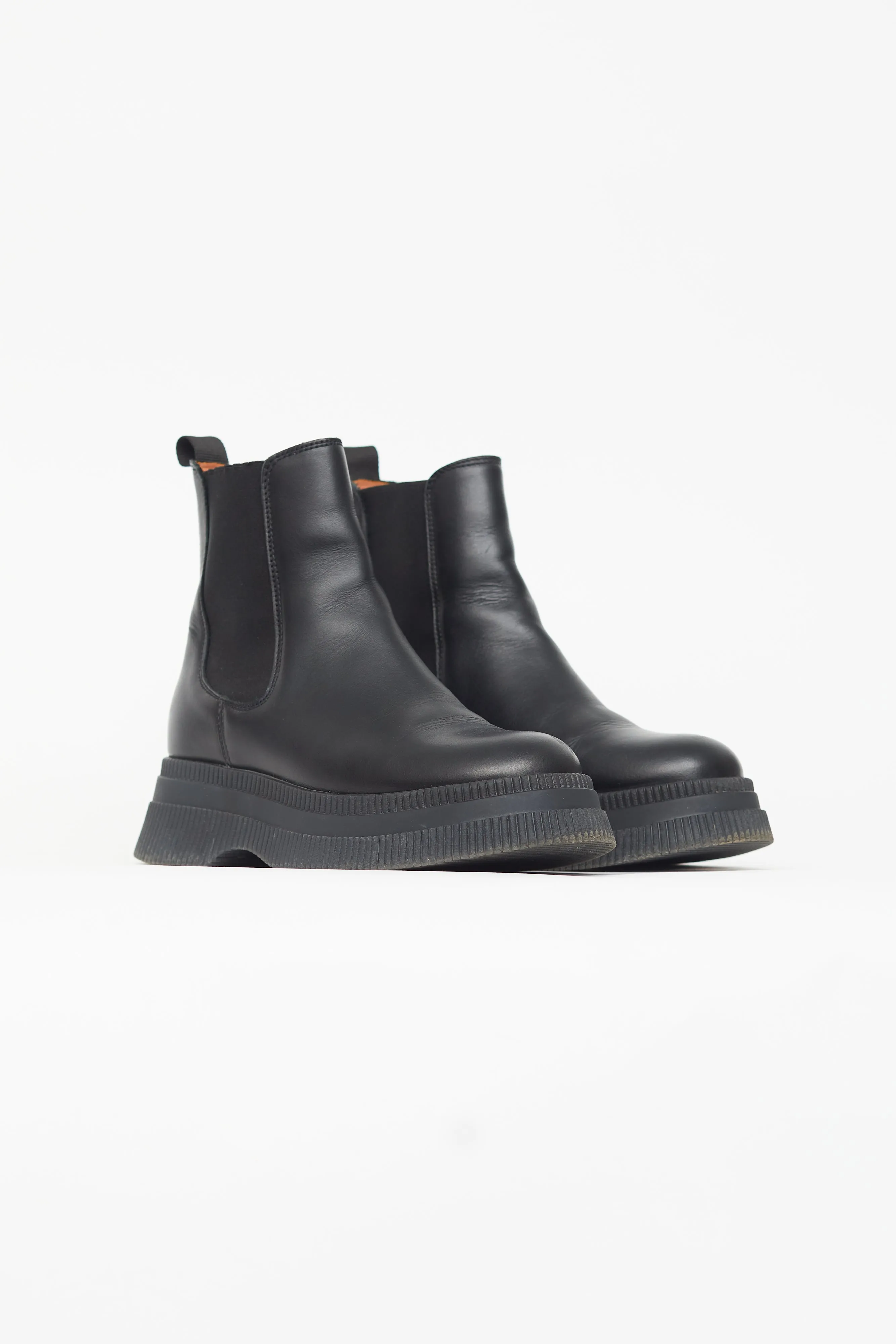 Black Leather Creeper Chelsea Boot