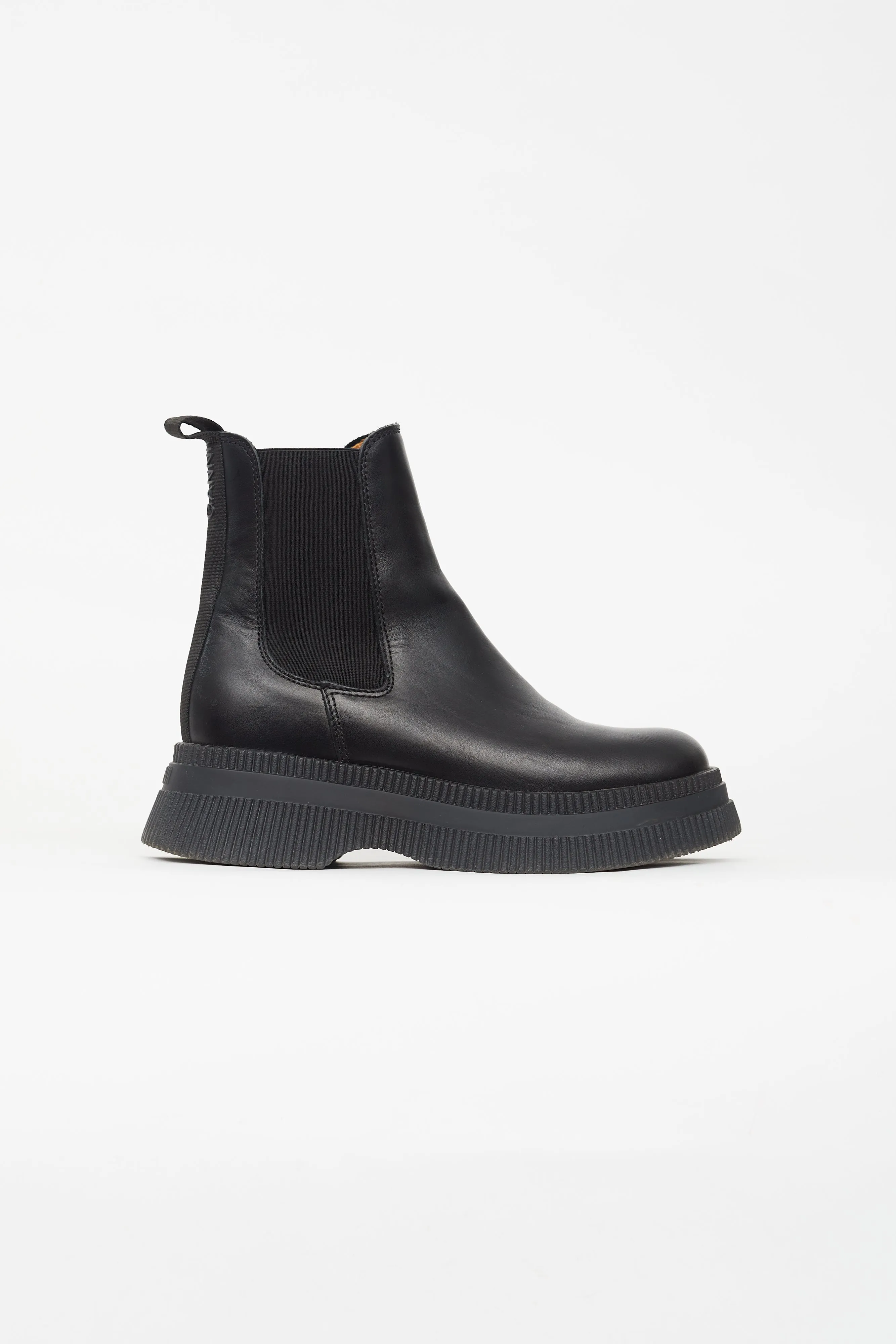Black Leather Creepers Chelsea Ankle Boot