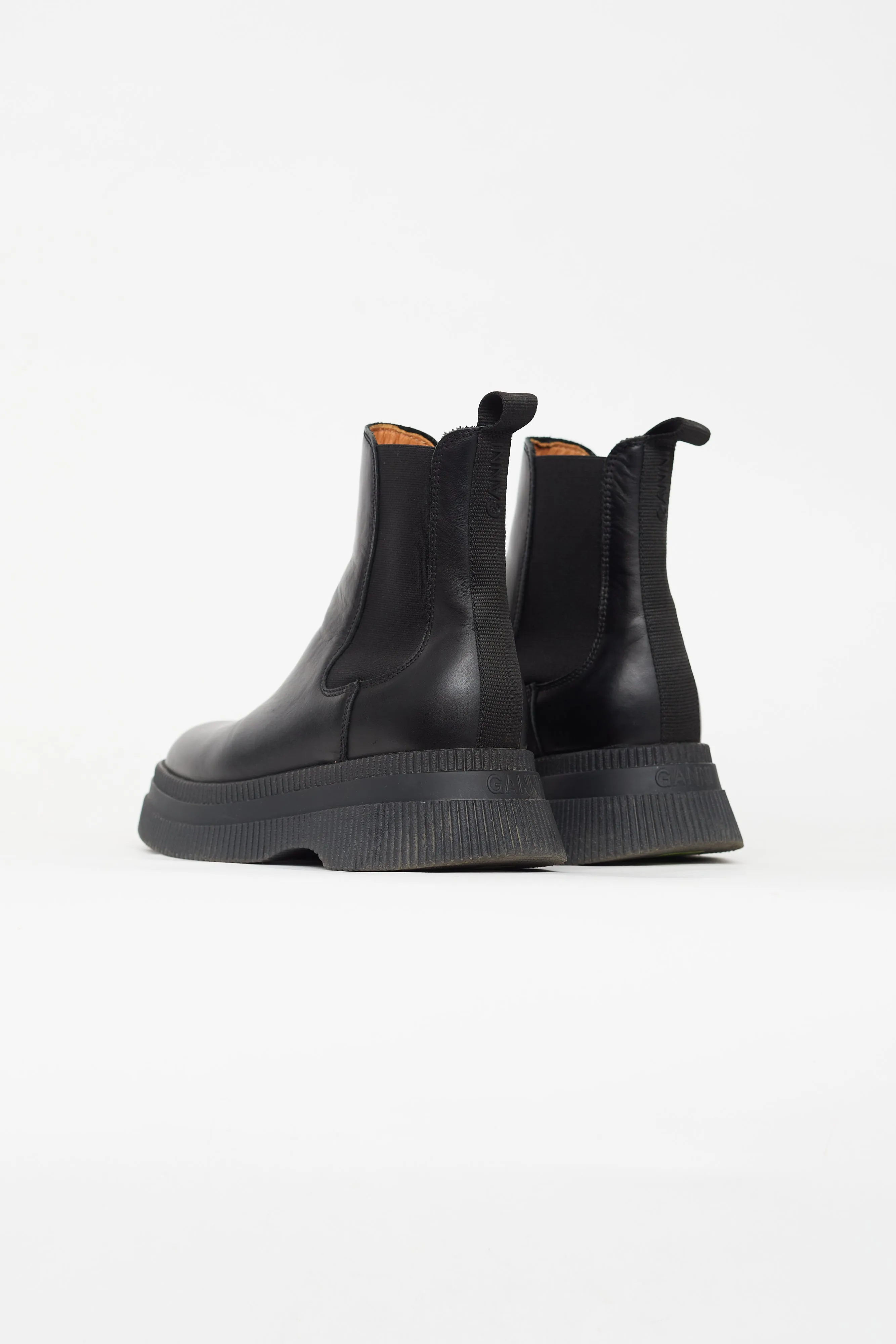 Black Leather Creepers Chelsea Ankle Boot