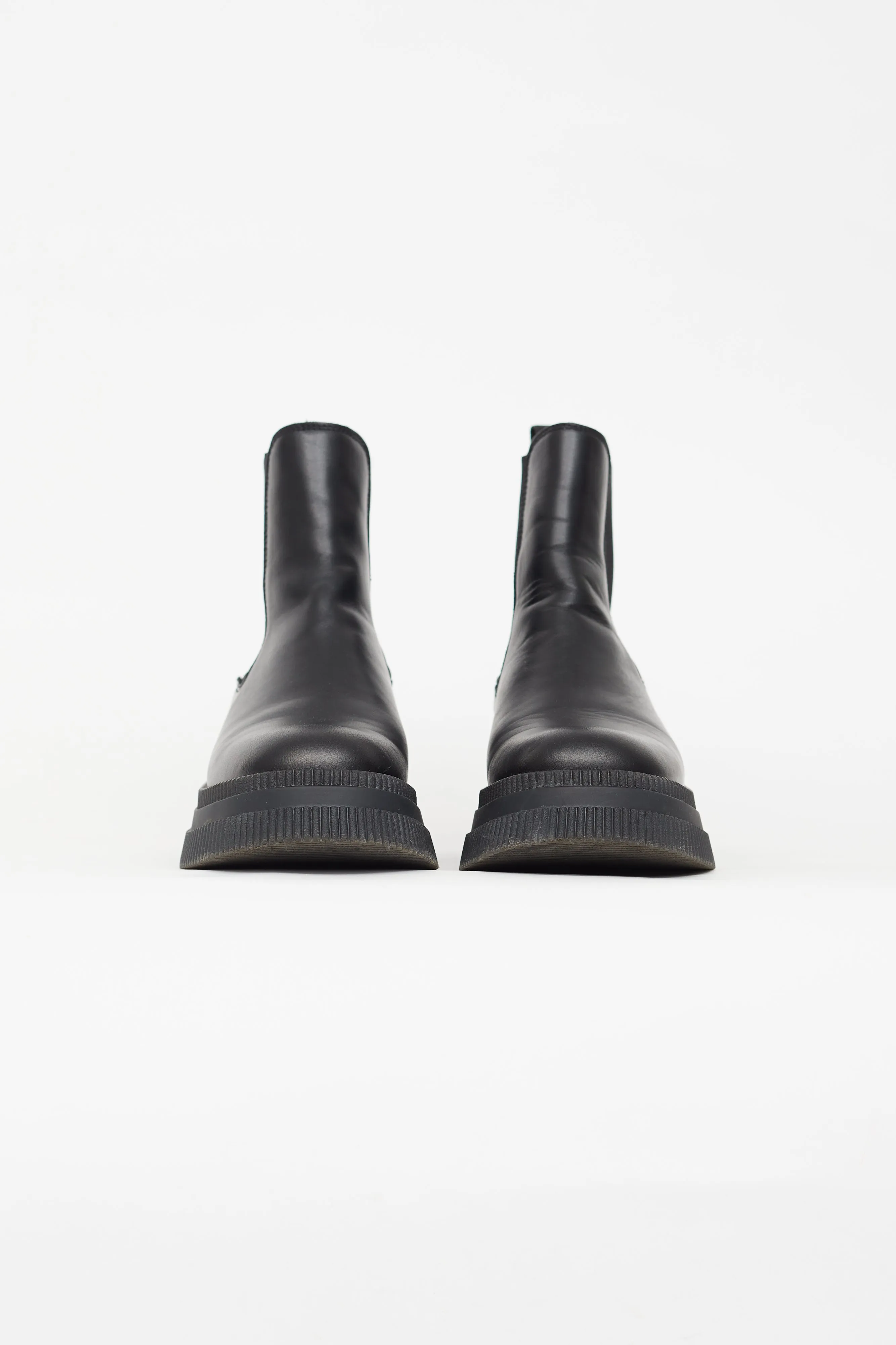 Black Leather Creepers Chelsea Ankle Boot