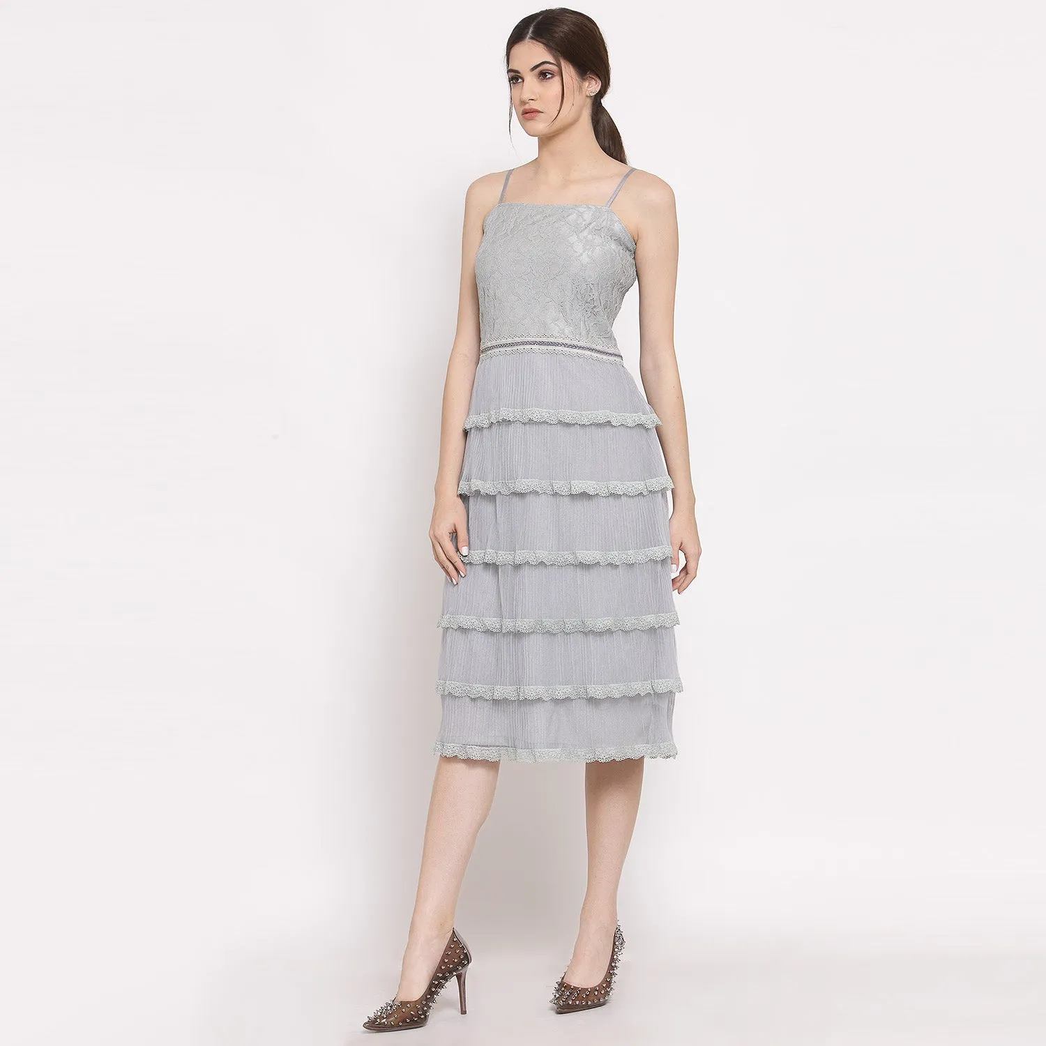 Blue Net Frill Dress