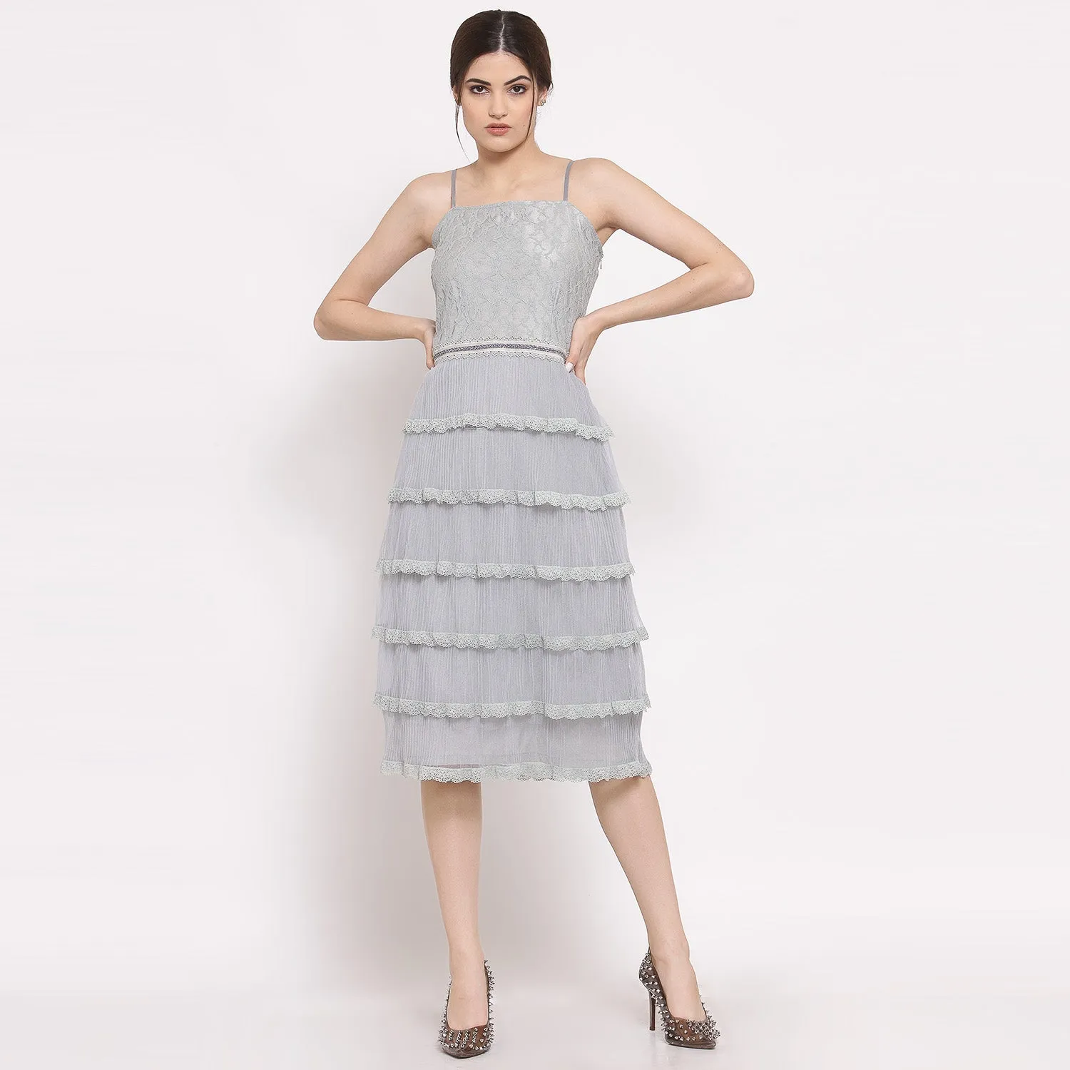 Blue Net Frill Dress