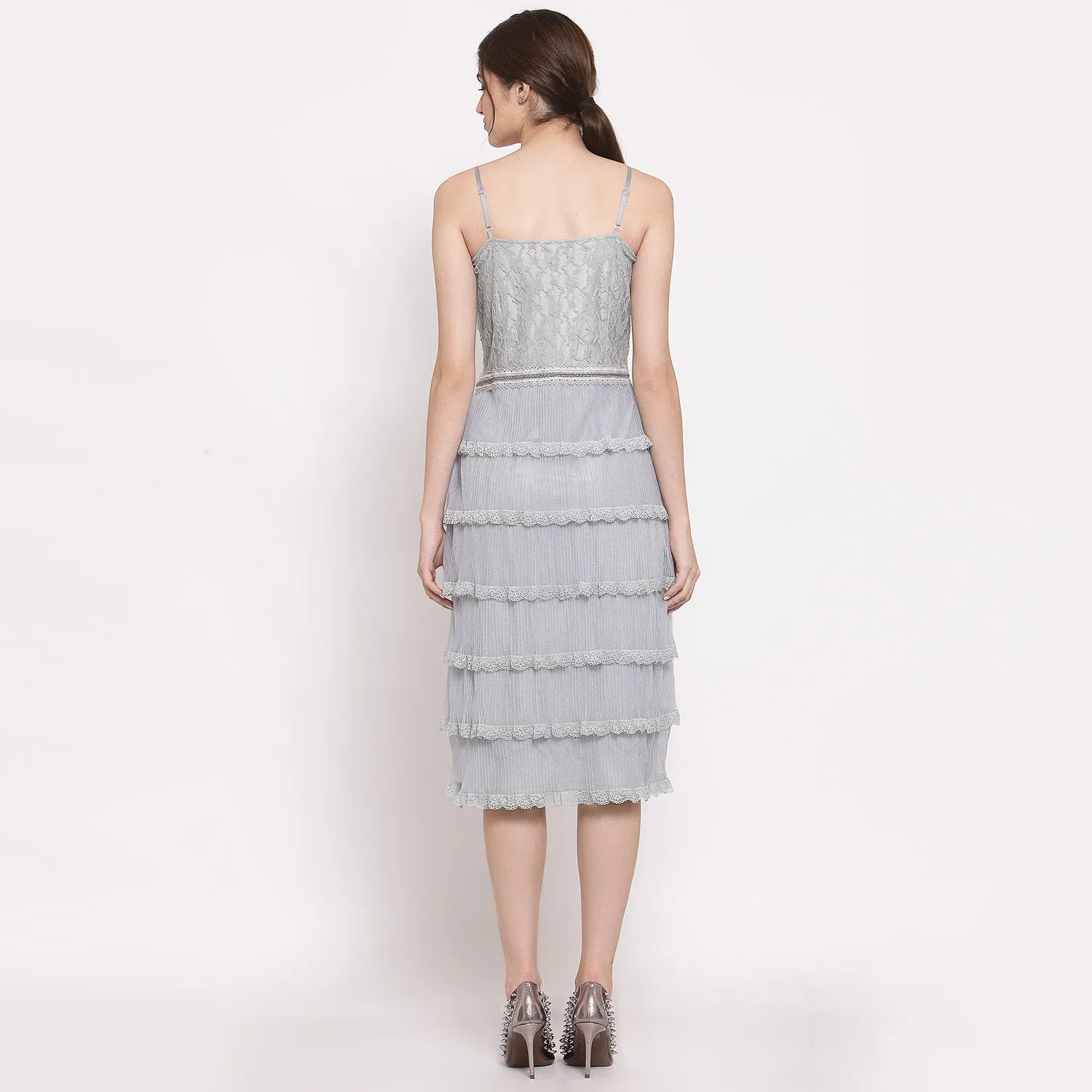 Blue Net Frill Dress