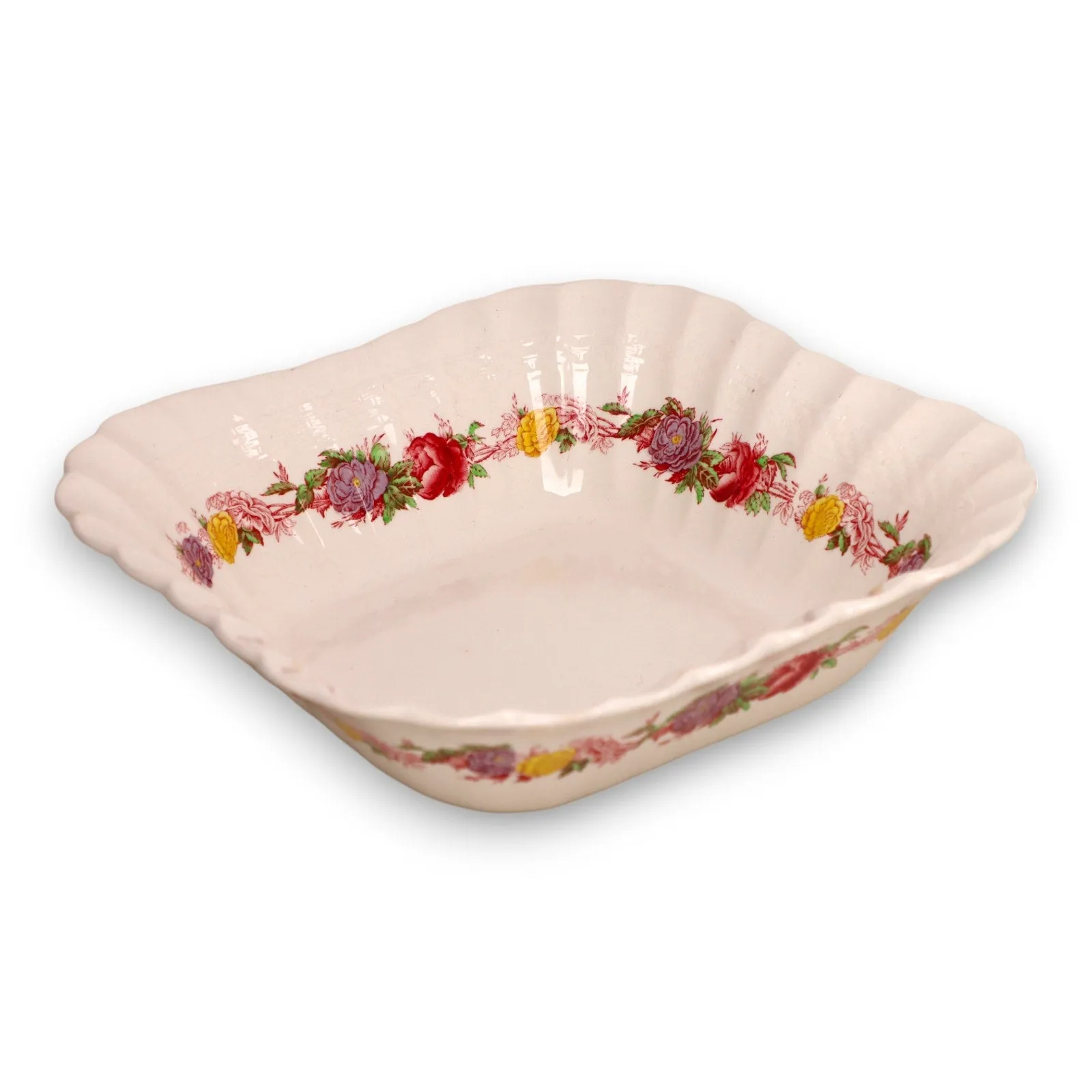 Copeland Spode Rose Briar Square Vegetable Bowl England 1930's VGC