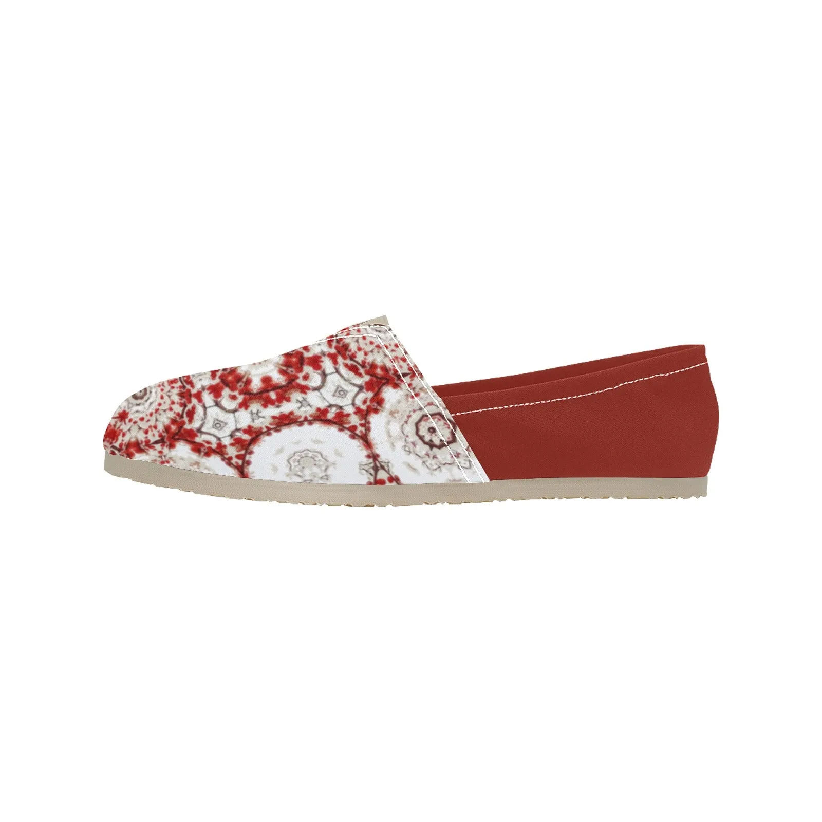Espadrilles Canvas Frosty Buffalo Berries Red and White with Red