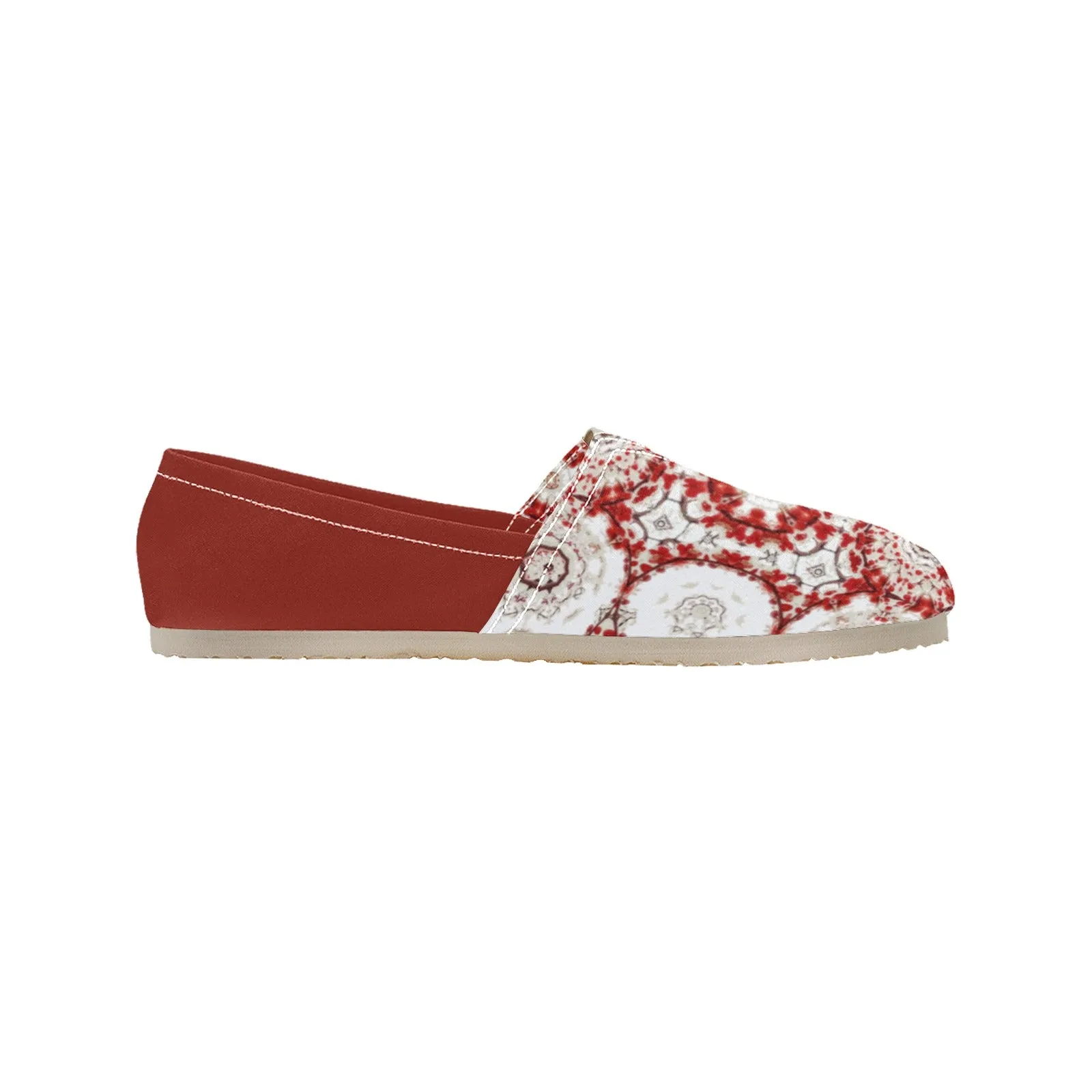 Espadrilles Canvas Frosty Buffalo Berries Red and White with Red
