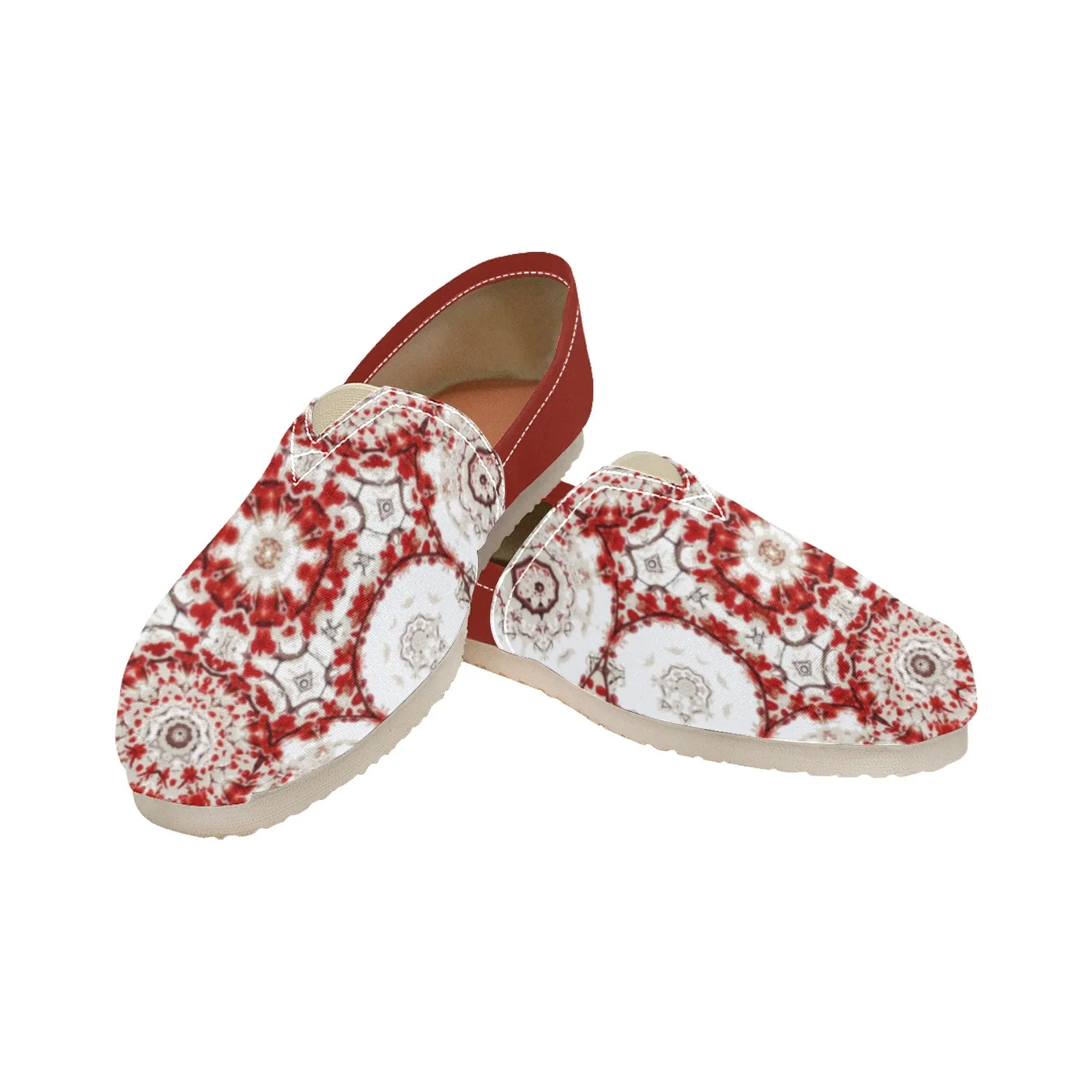 Espadrilles Canvas Frosty Buffalo Berries Red and White with Red