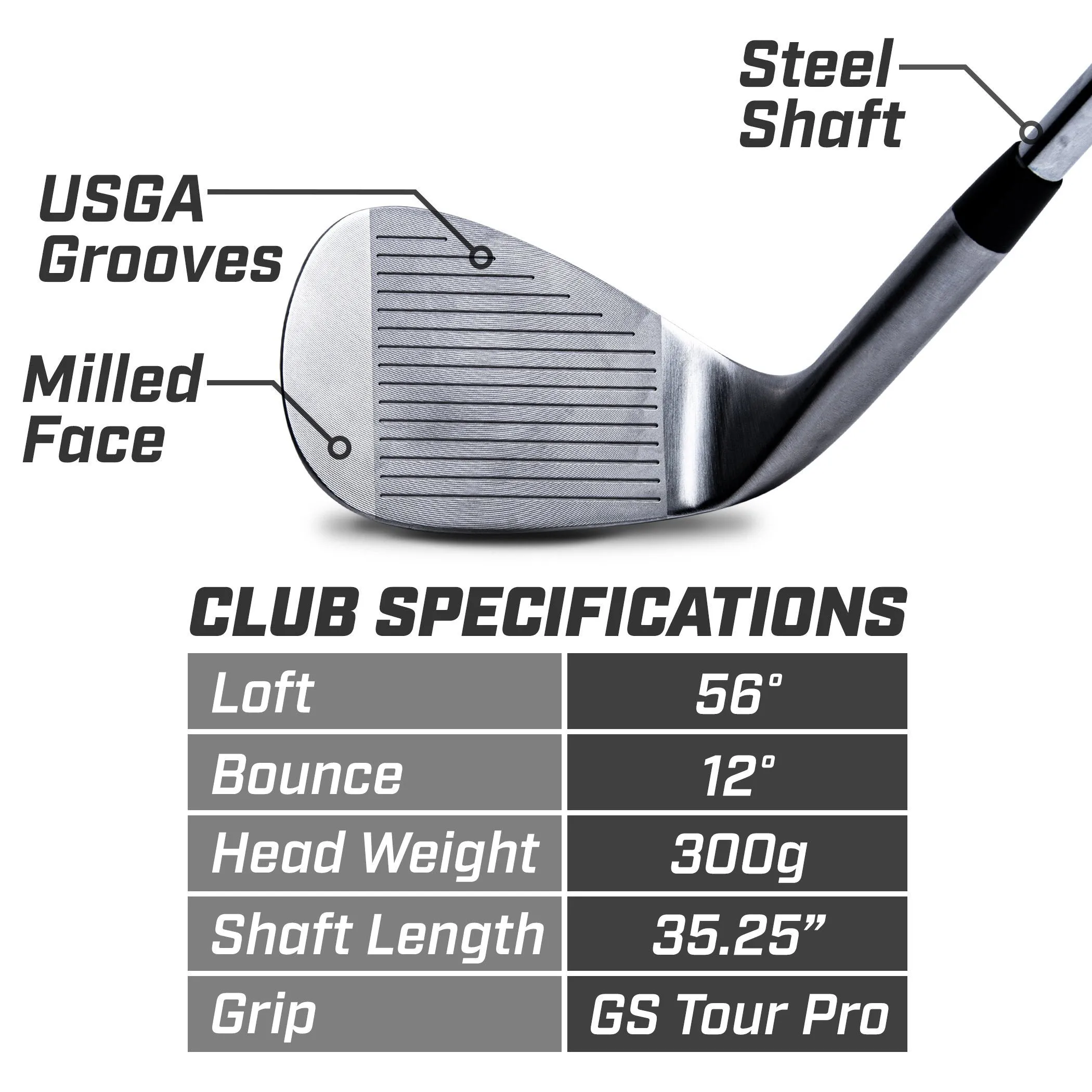 GoSports Tour Pro Golf Wedge - 56 Degree Satin