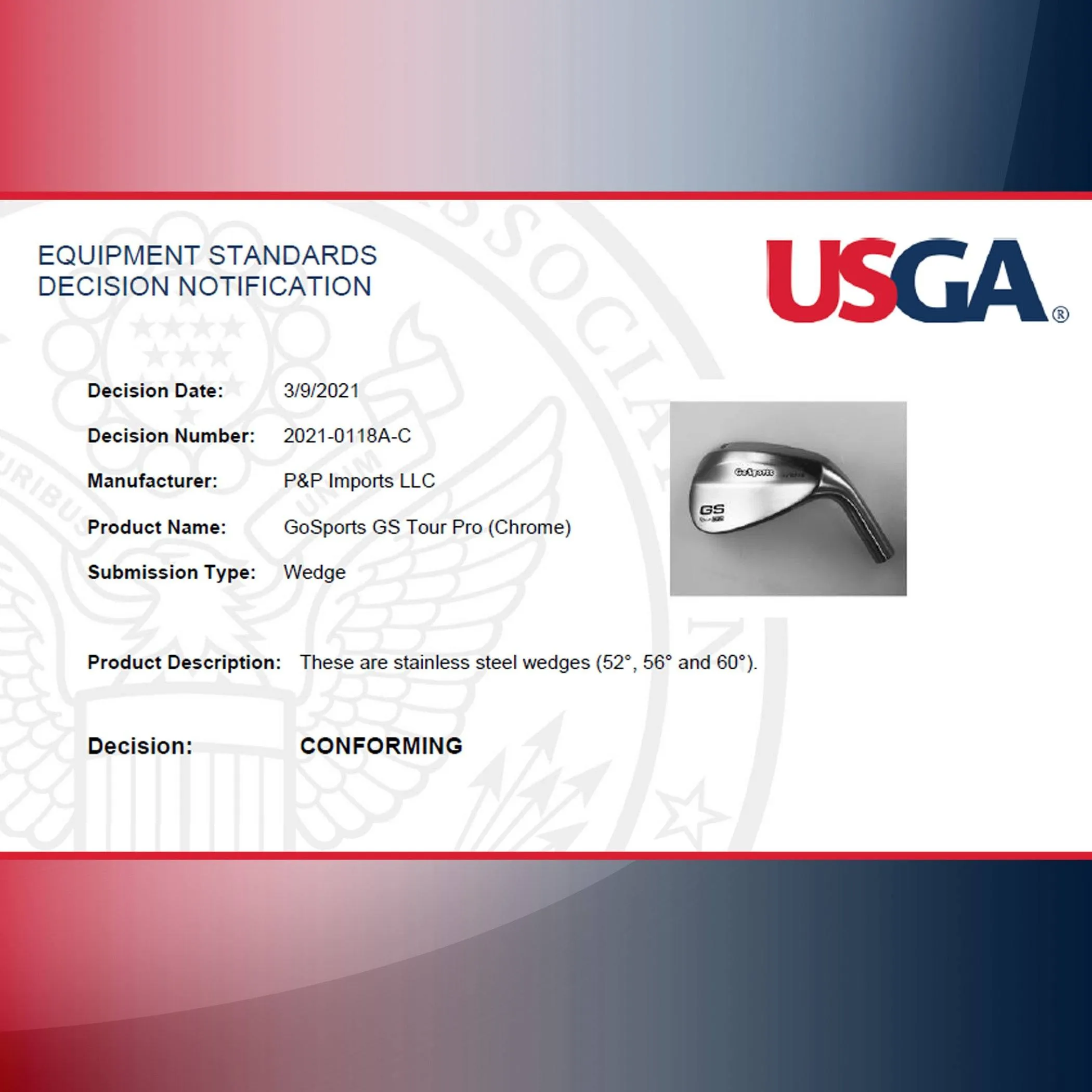 GoSports Tour Pro Golf Wedge - 56 Degree Satin