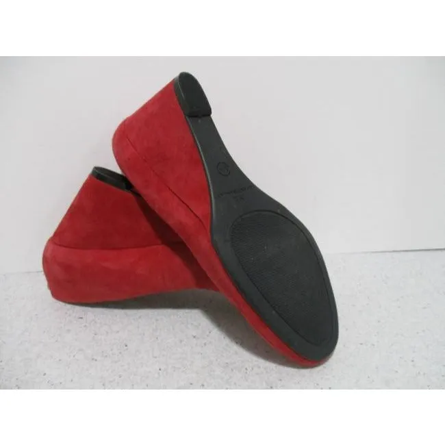 Isaac Mizrahi For Target Cherry Pink Live Cranberry Suede Round Toe Pumps Wedges Size Us