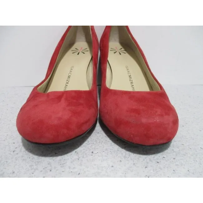 Isaac Mizrahi For Target Cherry Pink Live Cranberry Suede Round Toe Pumps Wedges Size Us