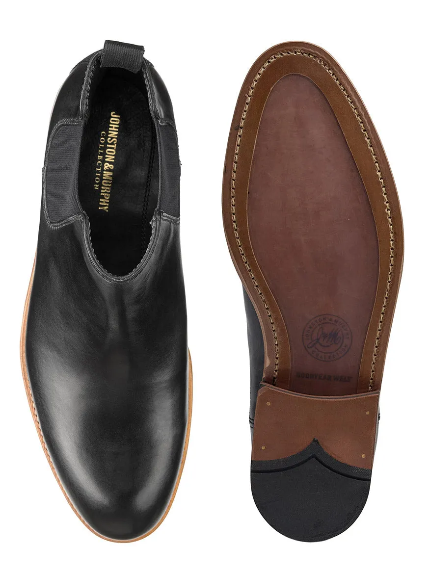 J & M Collection Dudley Chelsea Boot in Black Dip-Dyed Calfskin