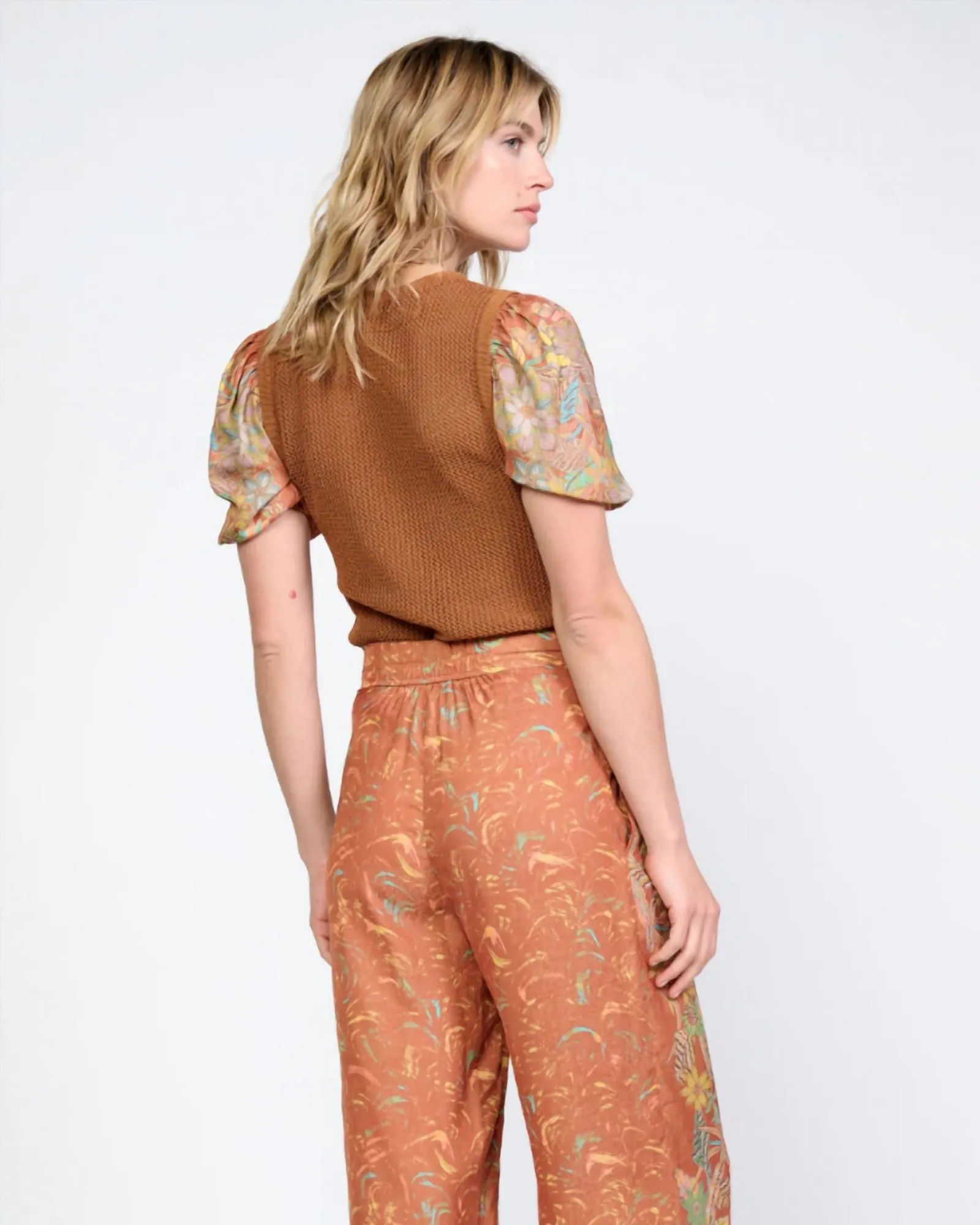 Printed Wide Leg Pant In Brown Multi | Brown Multi