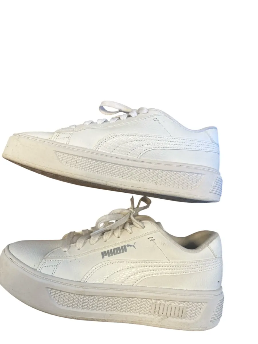 Puma Shoe Size 8 White Leather Platform Athletic Sneakers