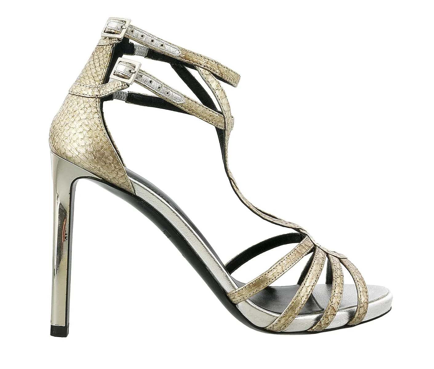 Roberto Cavalli Gold/Silver Stiletto Strappy  Sandal-