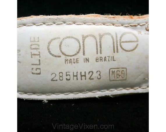 Size 7 Shoes - 1970s White Espadrille Sandals with Nomadic Beading - 7N Summer 70s Espadrilles - Wedge Heel - Made In Brazil - 39996-1