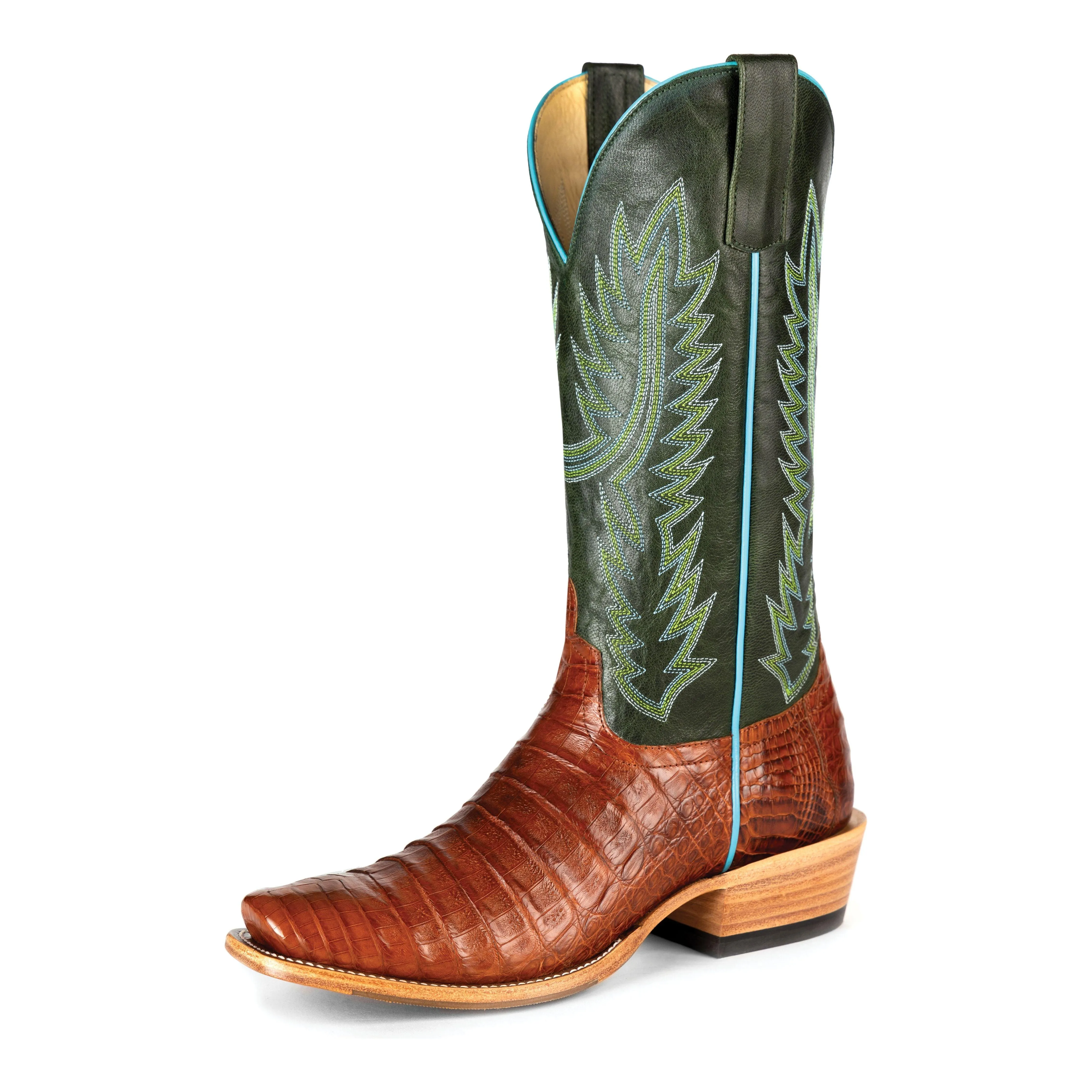 Women's Macie Bean Brandy Caiman Belly with Emerald Explosion Top M9510