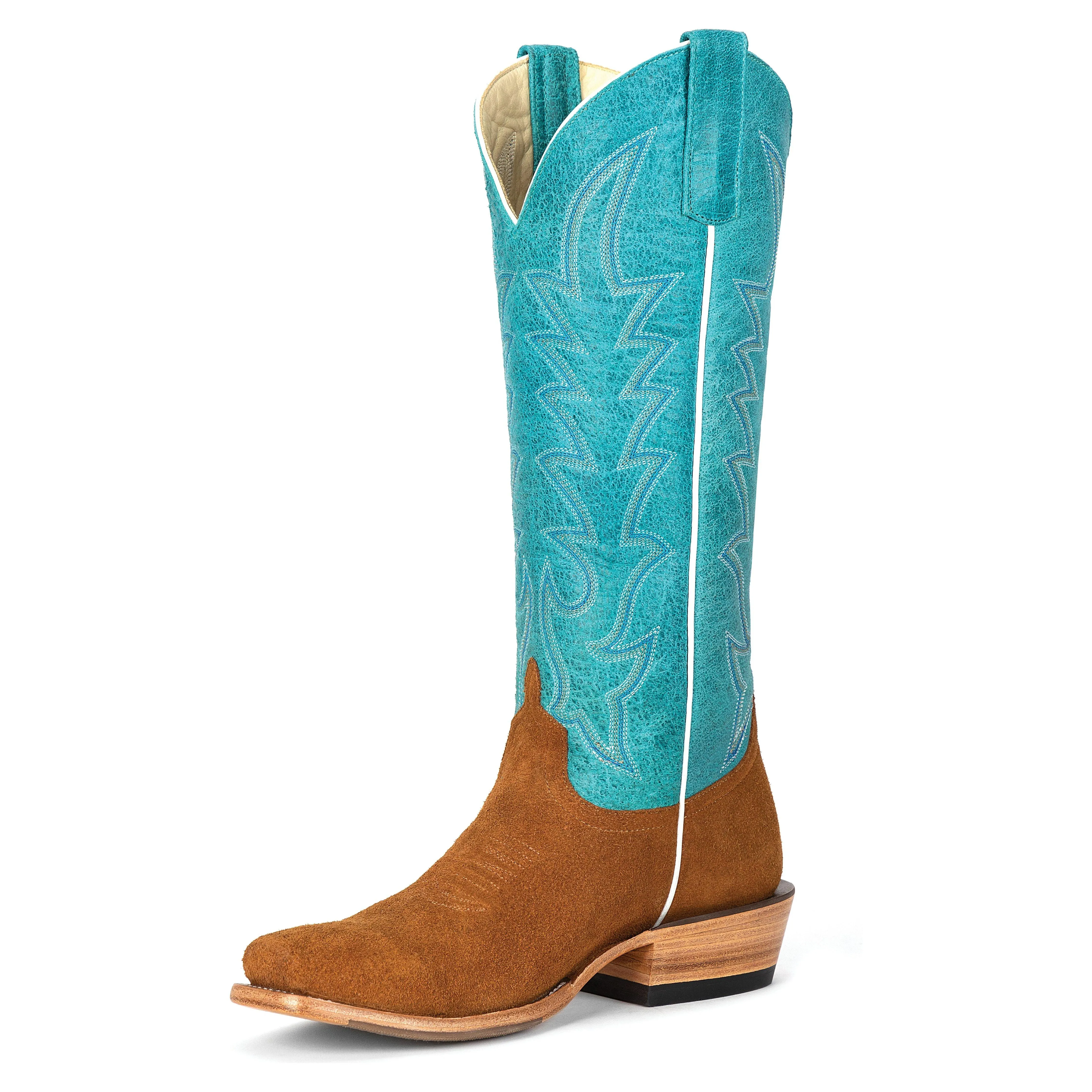 Women's Macie Bean Camel Suede with Turquoise Sinsation Top M9504