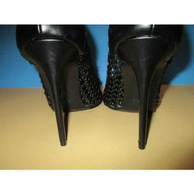 Zara Black Matte Woven Pointed Toe Basic Collection Pumps Size Eu