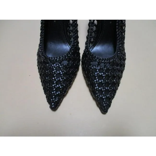 Zara Black Matte Woven Pointed Toe Basic Collection Pumps Size Eu